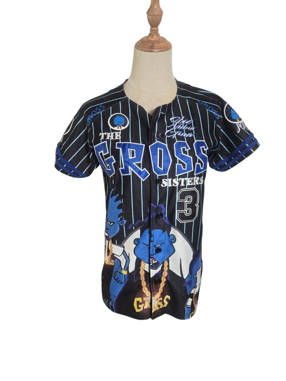 Headgear Classics The Gross Sisters Black & Blue Graphic Baseball Jersey